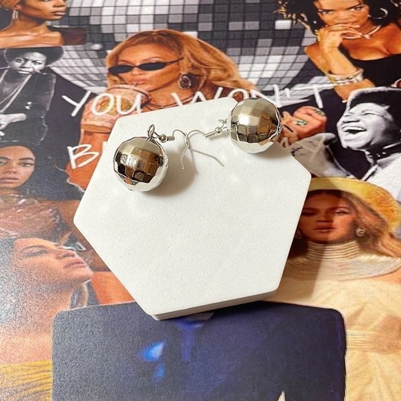 Disco Mirror Ball Drop Earrings - Picture 7 of 17